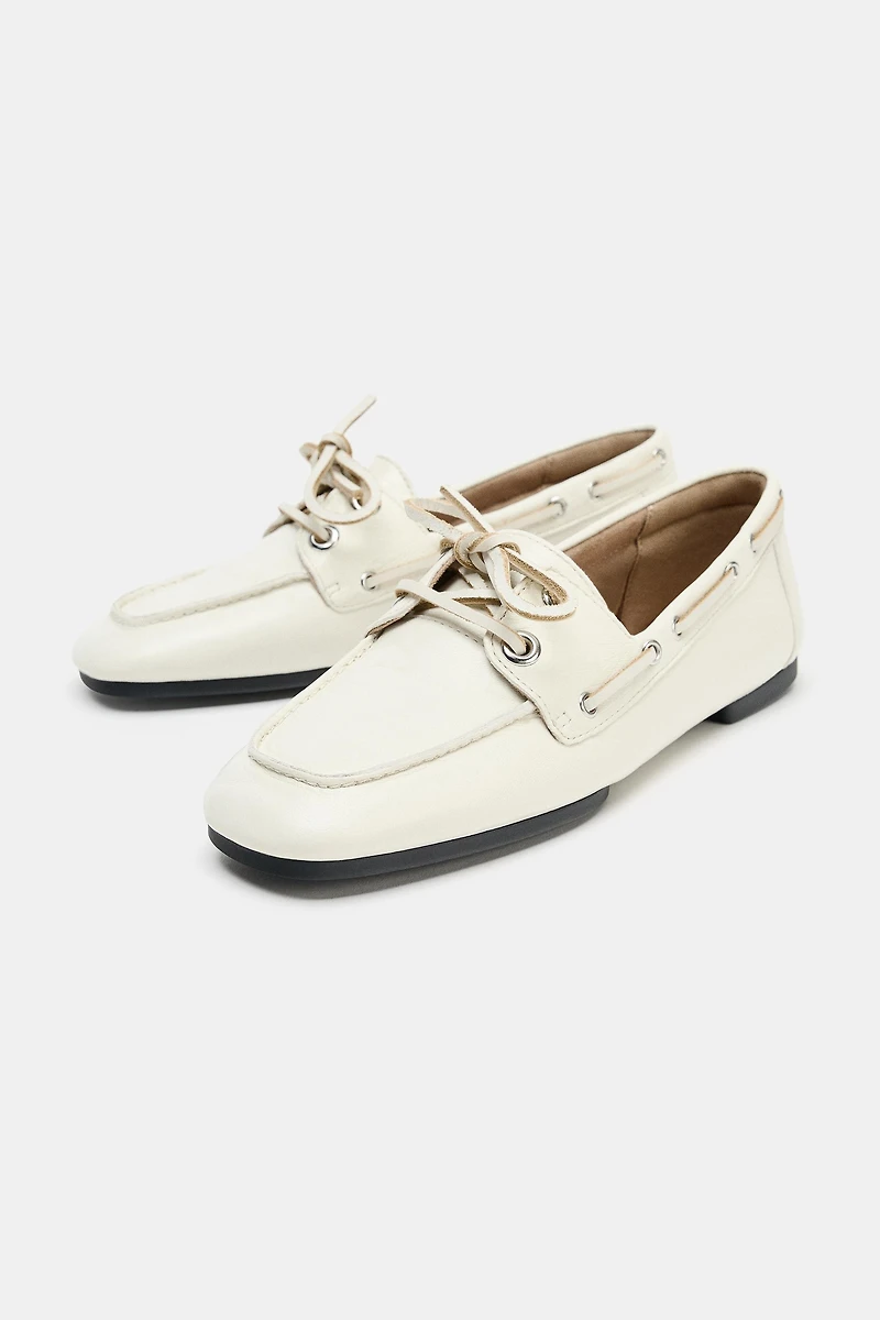 LEATHER LOAFERS WITH EYELETS