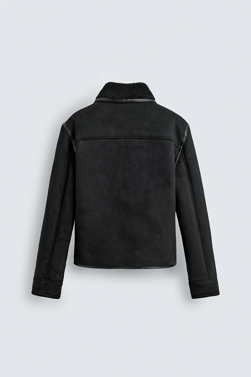 DOUBLE FACED FAUX SUEDE JACKET