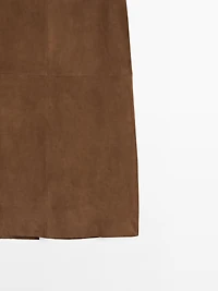 Suede leather midi skirt