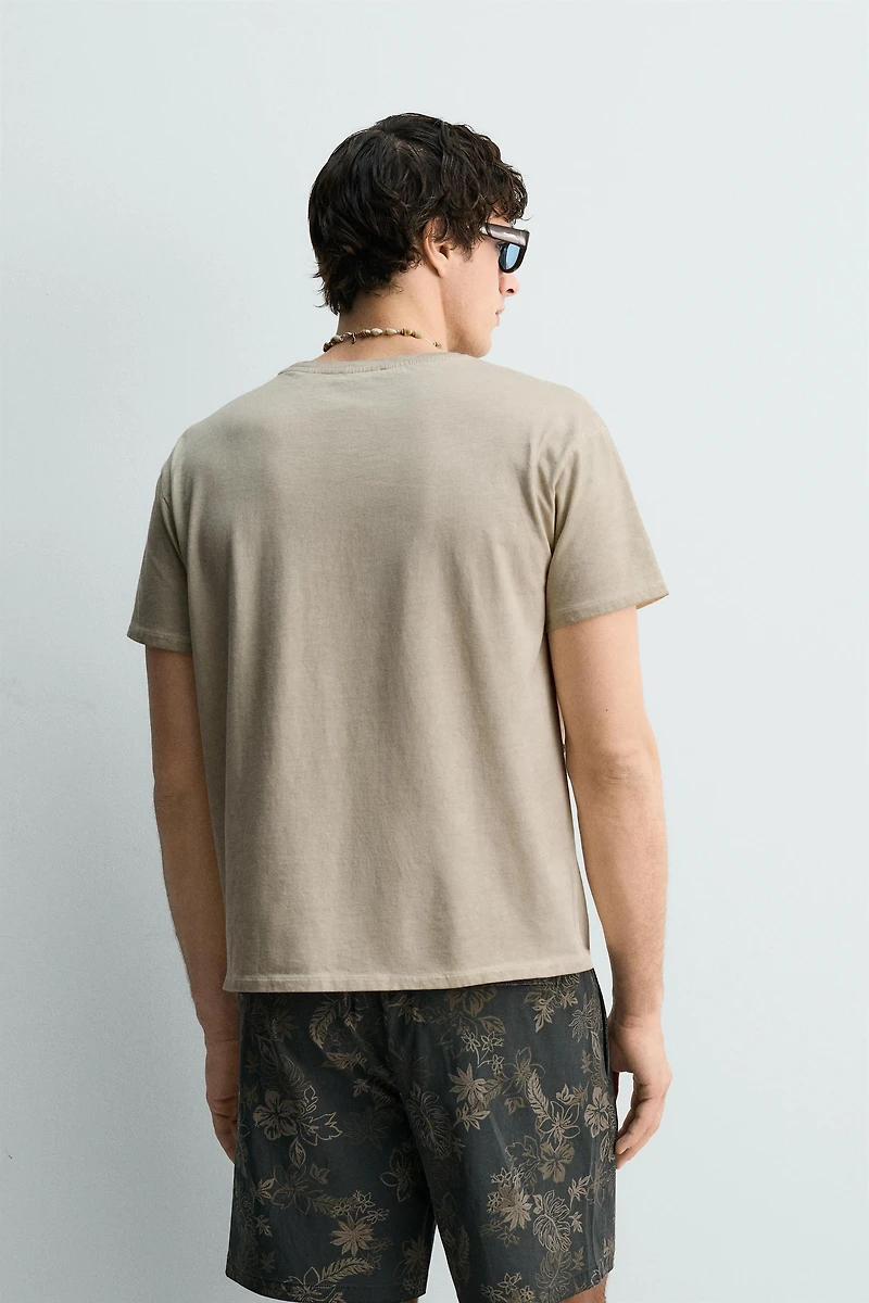 VINTAGE EFFECT TEXT PRINT T-SHIRT
