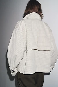 ZW COLLECTION FAUX LEATHER COLLAR SHORT TRENCH COAT