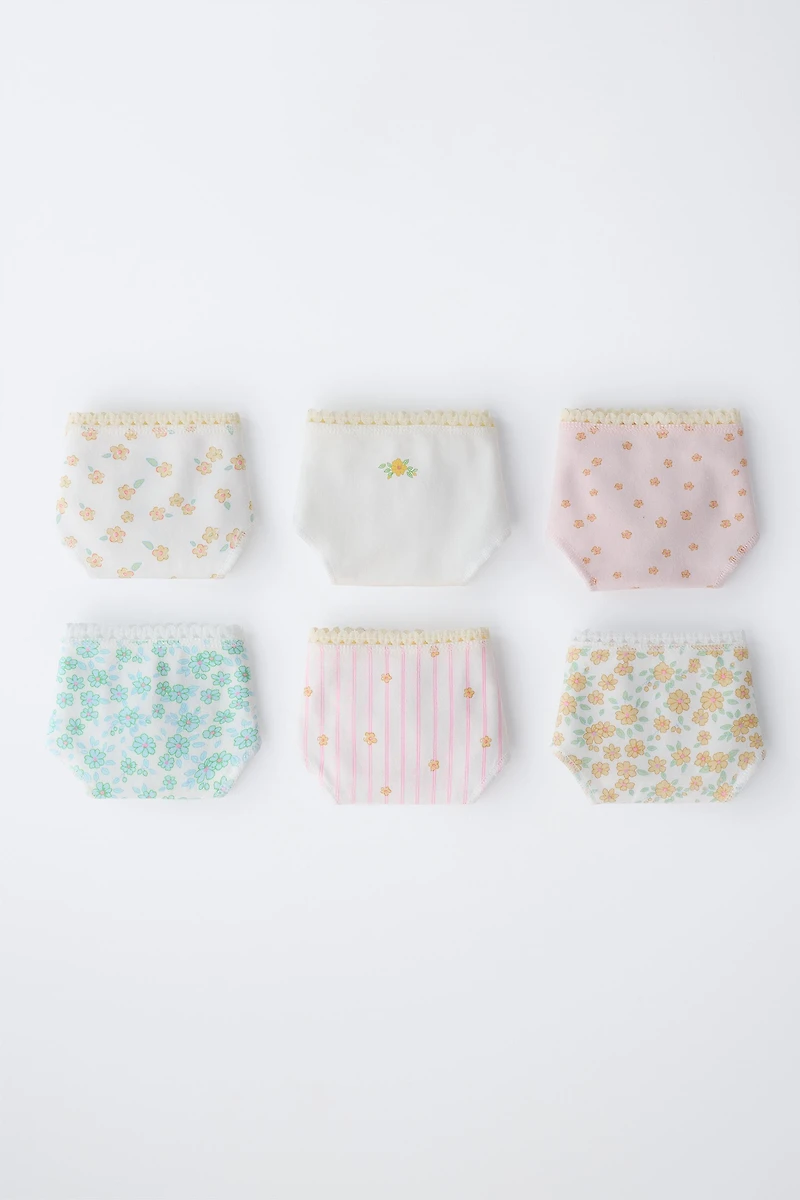 6-14 ANS/ LOT DE SIX CULOTTES À FLEURS