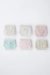 6-14 ANS/ LOT DE SIX CULOTTES À FLEURS