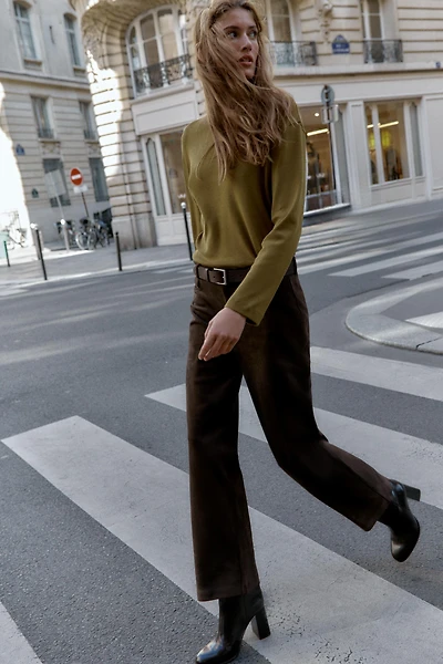 RIB KNIT LONG SLEEVE T-SHIRT