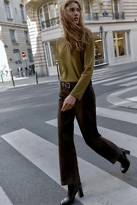 RIB KNIT LONG SLEEVE T-SHIRT