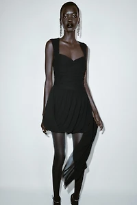 ASYMMETRICAL DRAPED MINI DRESS WITH BALLOON HEM