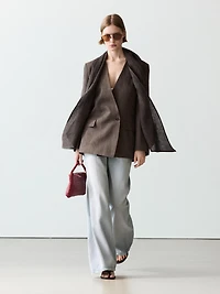 100% linen melange scarf blazer