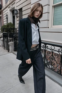 OVERSIZE DOUBLE-BREASTED TWILL BLAZER