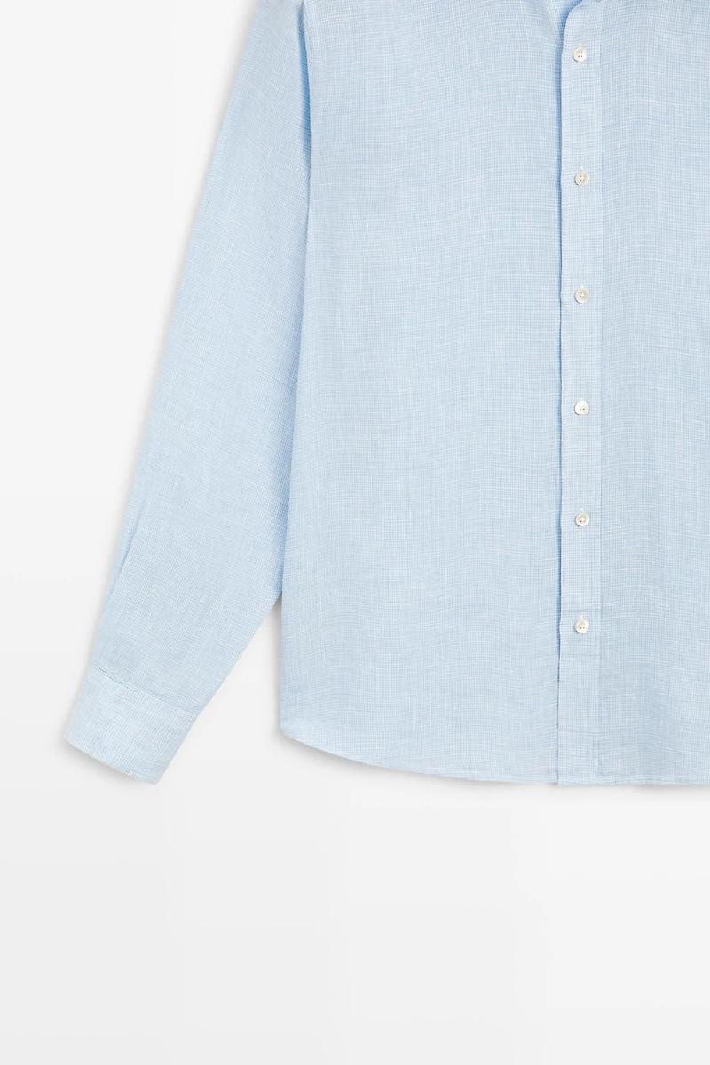 100% linen regular fit check shirt