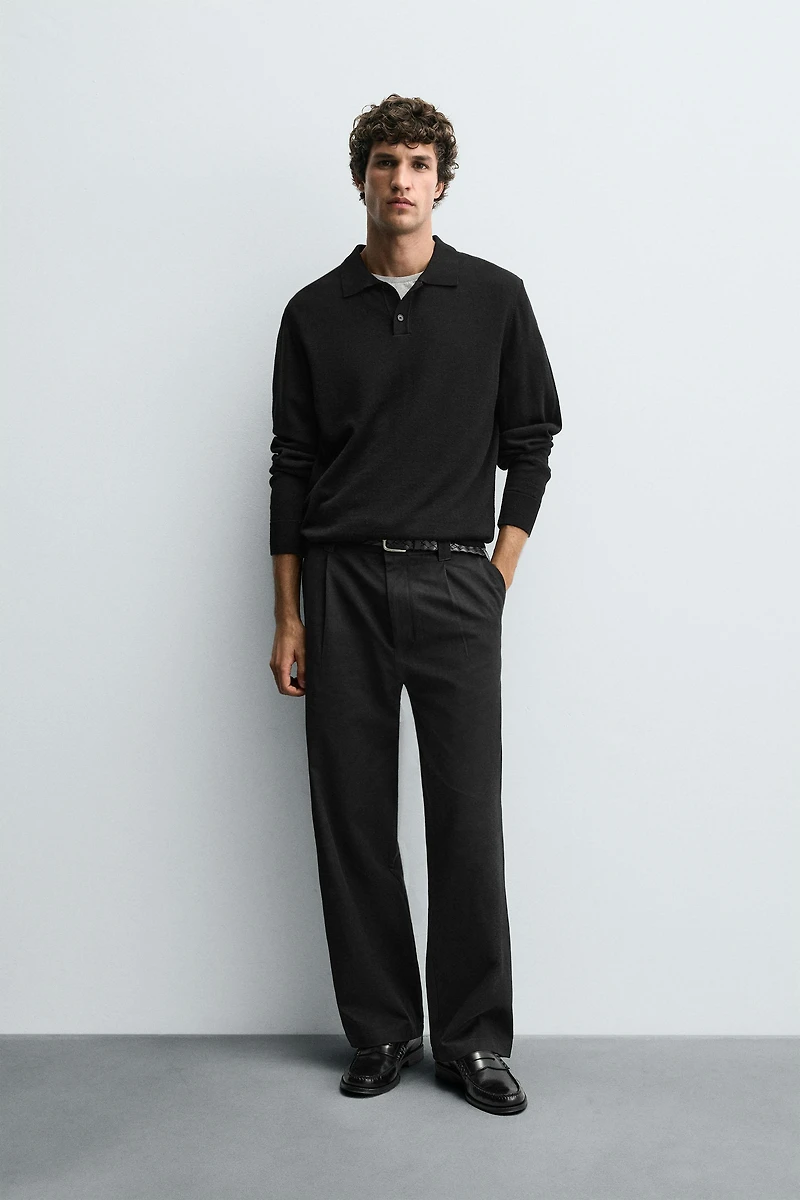 COTTON - LYOCELL PLEATED PANTS