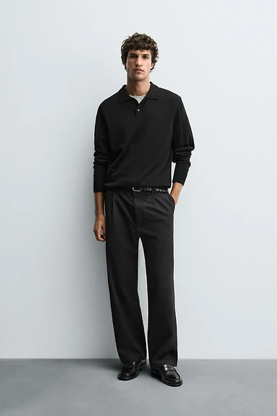 COTTON - LYOCELL PLEATED PANTS