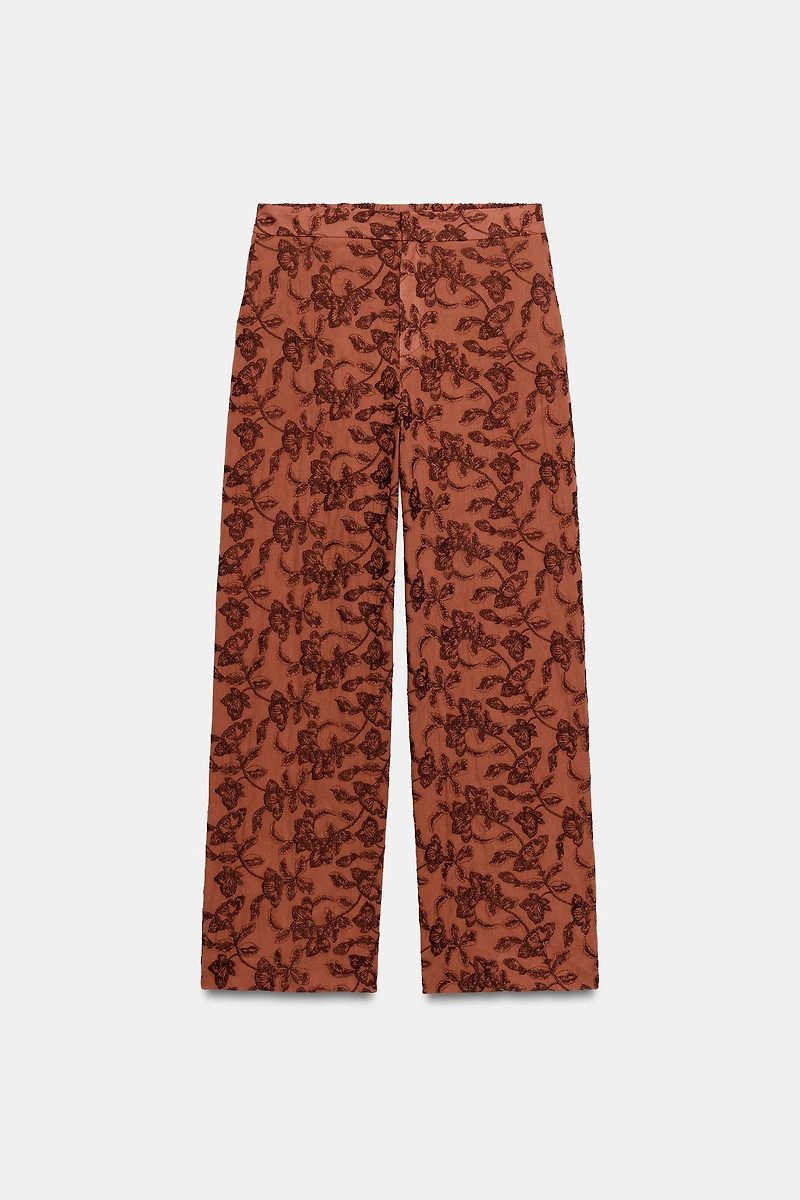 EMBROIDERED STRAIGHT-LEG PANTS
