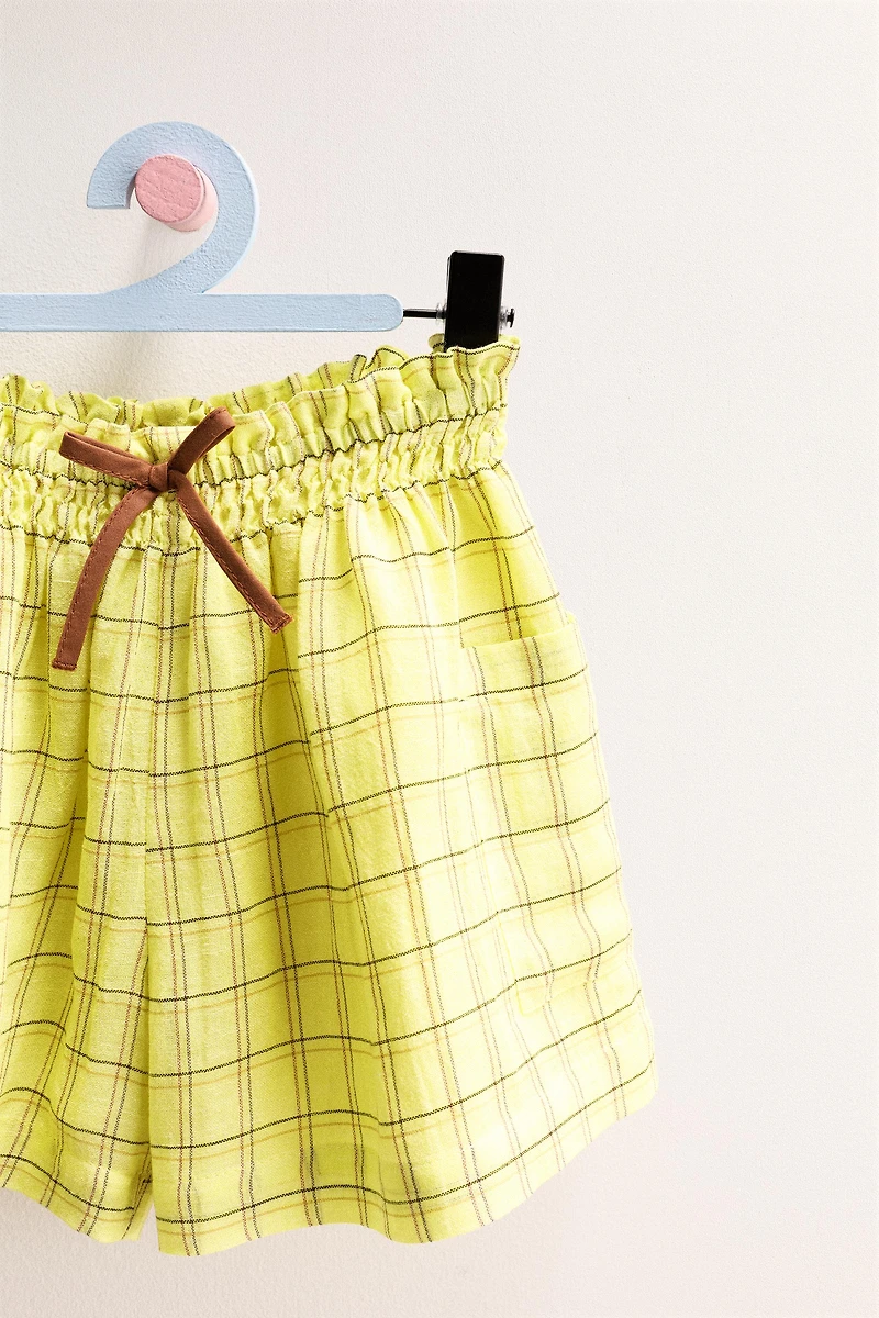 ZARA TIMELESS - PLAID LINEN SHORTS