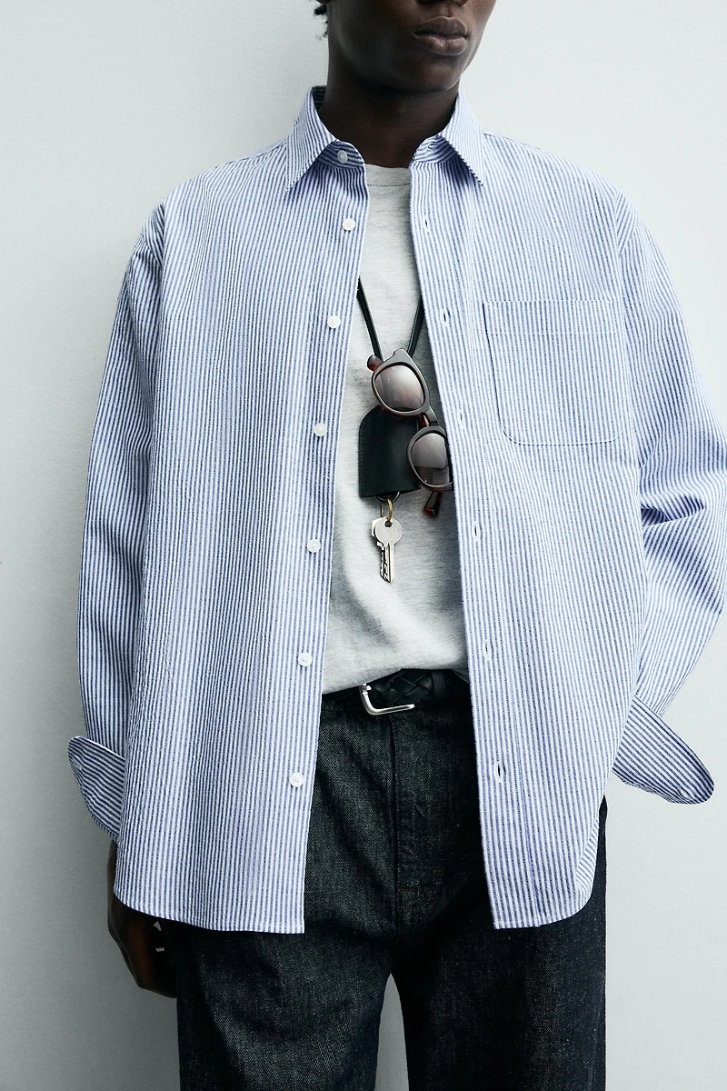 WRINKLED EFFECT STRIPED SHIRT