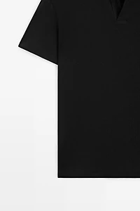 Short sleeve linen cotton polo shirt