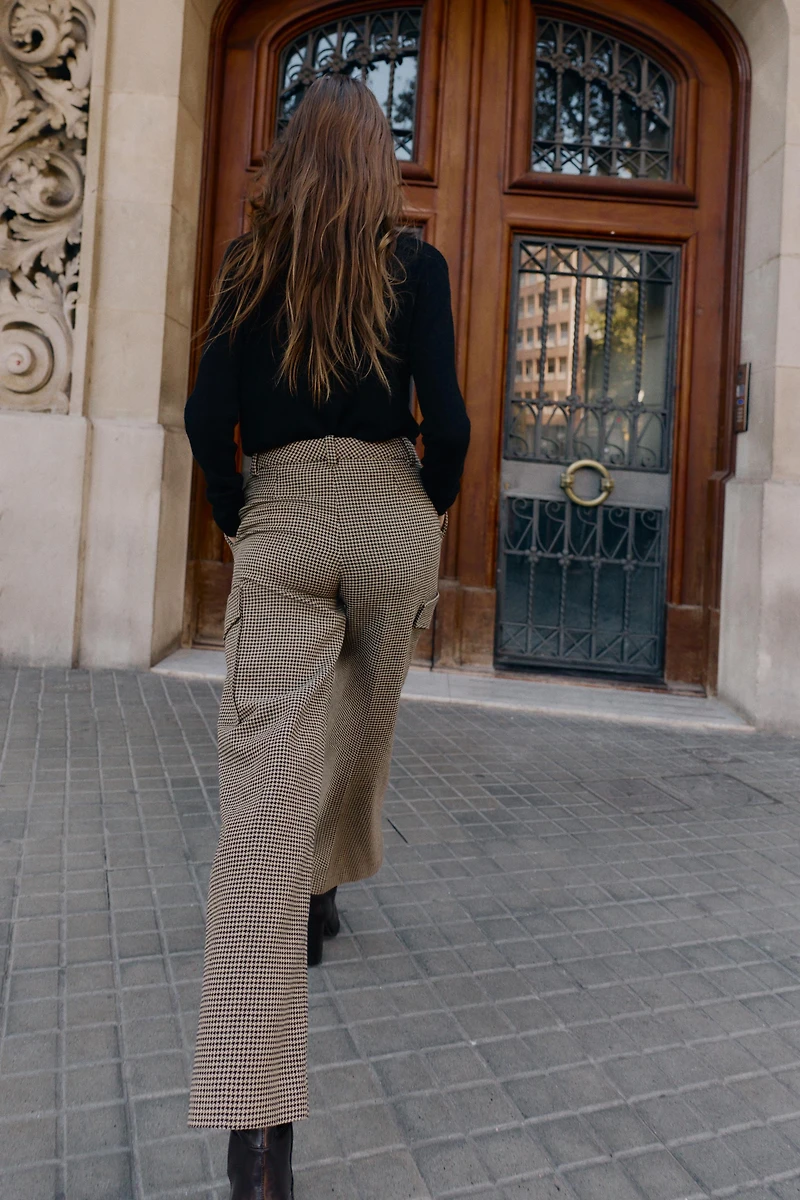 PANTALON CARGO PIED-DE-POULE