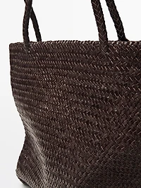 Medium braided nappa leather tote bag