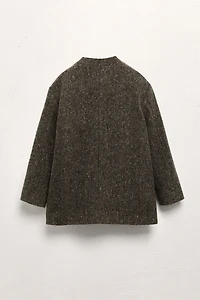 AGES 6-10 / MANDARIN COLLAR WOOL BLEND COAT LIMITED EDITION