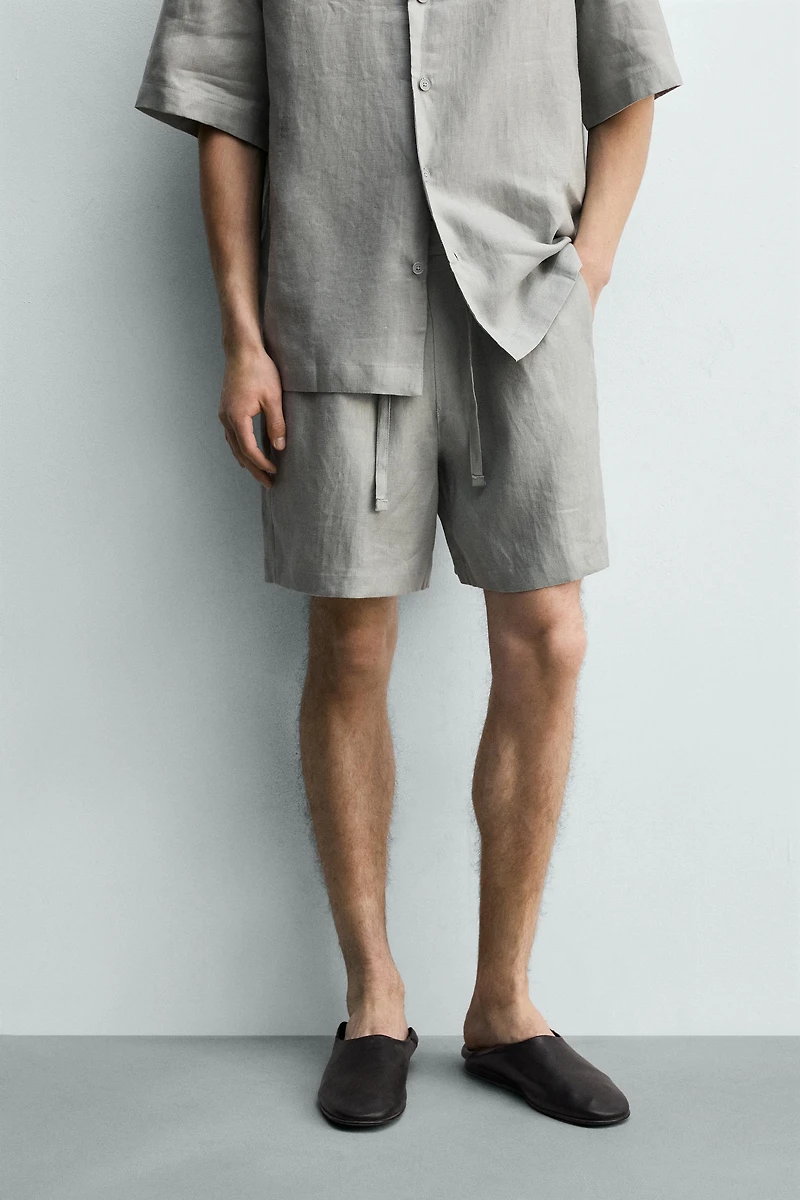 100% LINEN RELAXED FIT SHORTS