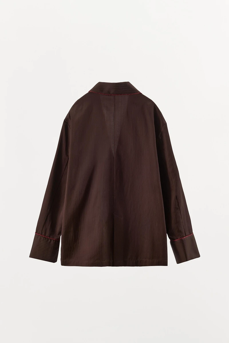 CONTRAST STRIPE PAJAMA SHIRT