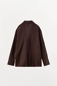 CONTRAST STRIPE PAJAMA SHIRT