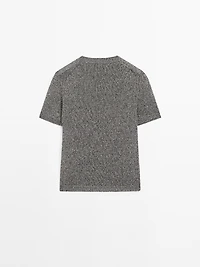 Metallic short sleeve knit sweater