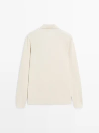 Long sleeve mercerised cotton piqué polo shirt