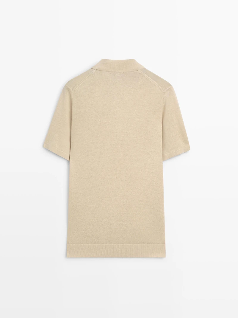 Linen knit polo sweater