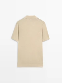Linen knit polo sweater