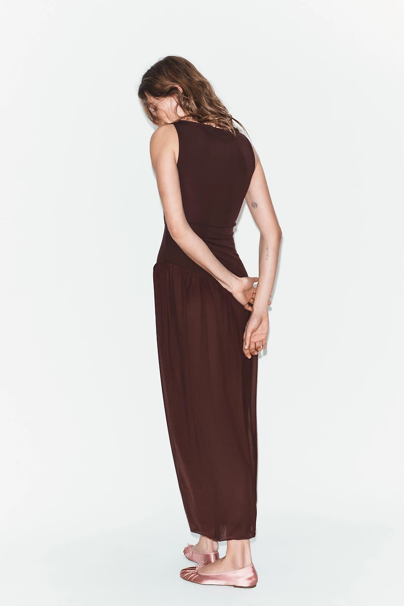 LONG COMBINATION TULLE DRESS