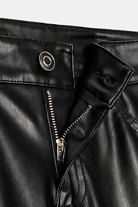 LOW-RISE FAUX LEATHER PANTS