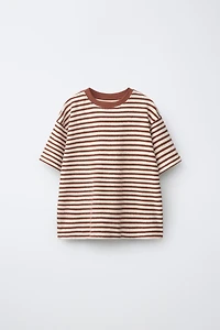 TOWEL EFFECT STRIPED T-SHIRT AND BERMUDA SET