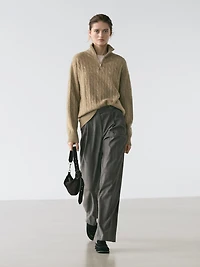 100% cashmere high neck sweater with zip