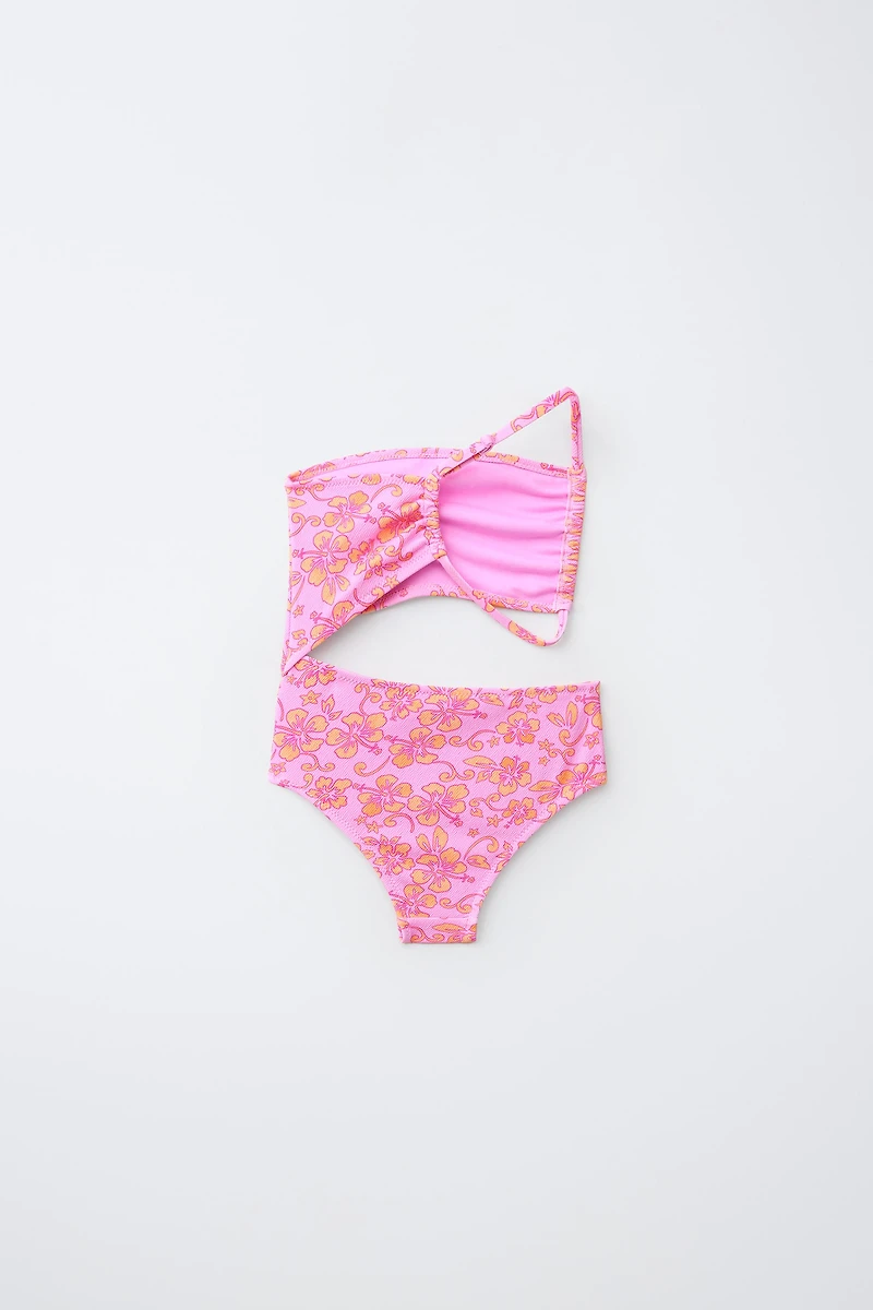 6-14 YEARS/ HIBISCUS CUT-OUT SWIMSUIT
