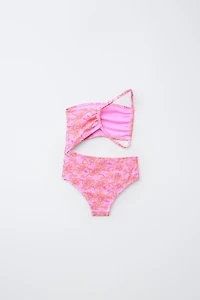 6-14 YEARS/ HIBISCUS CUT-OUT SWIMSUIT