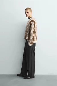 BRUSHED JACQUARD ARGYLE JUMPER