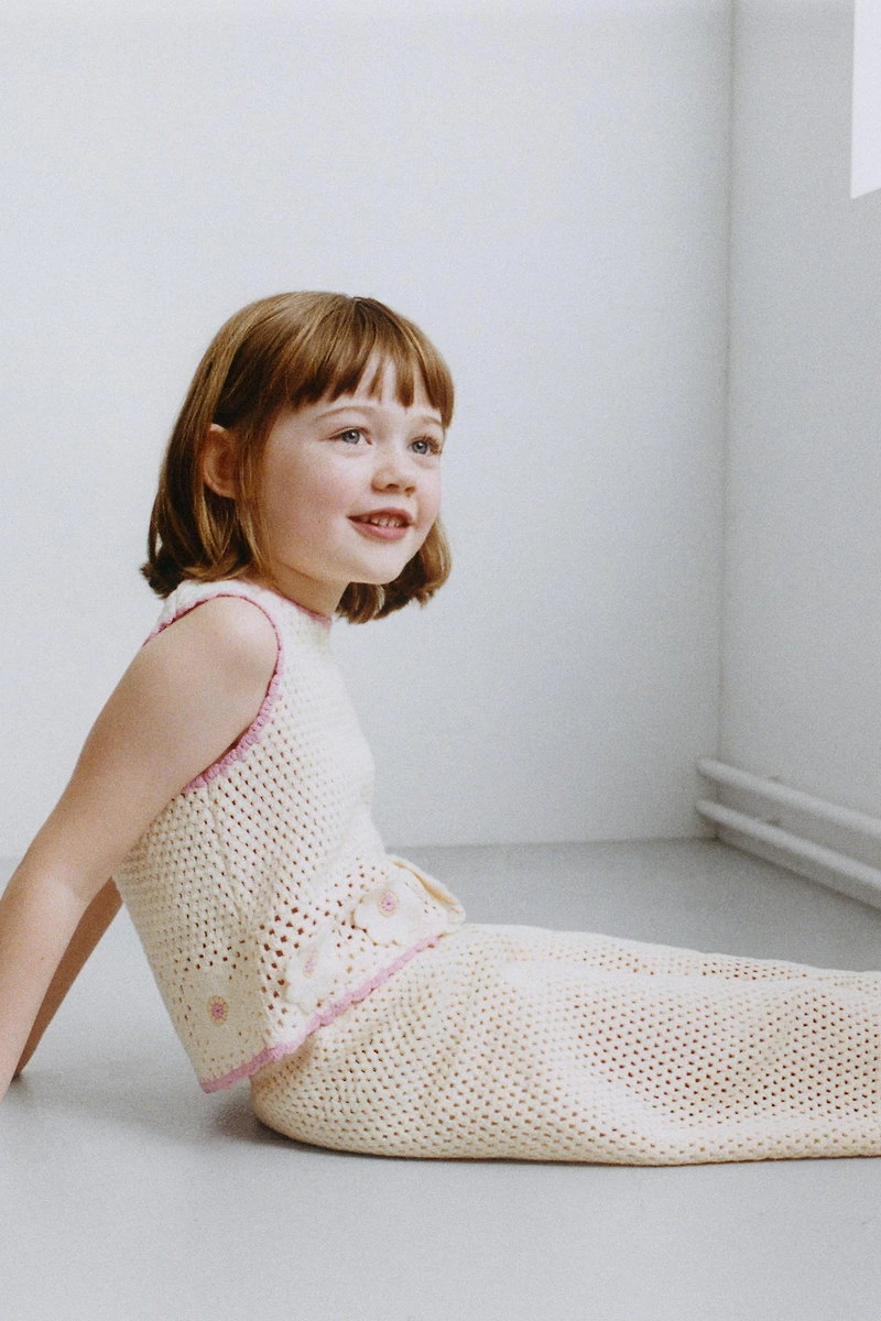 CROCHET KNIT FLORAL CULOTTES
