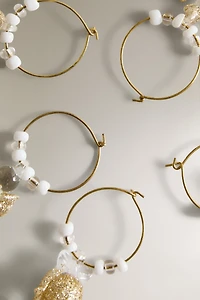 SET OF SHINY CHRISTMAS GLASS RING MARKERS (SET OF 6)