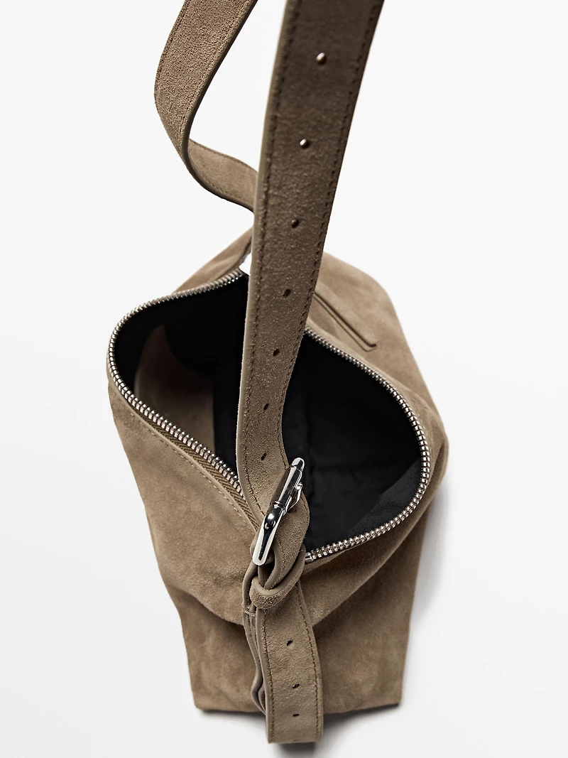 Split suede leather mini crossbody bag