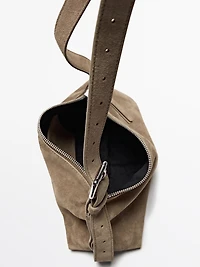 Split suede leather mini crossbody bag