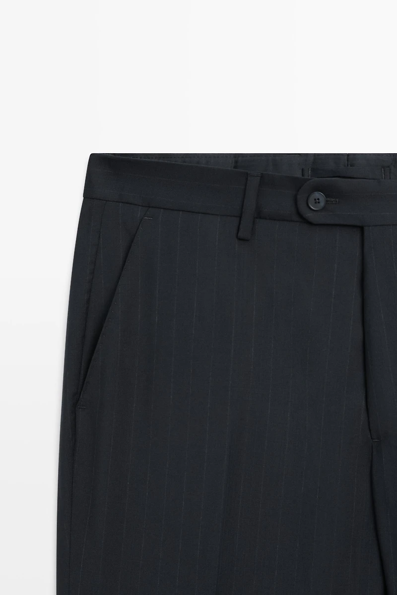 Striped 100% cool wool suit pants