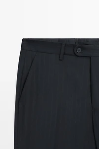 Striped 100% cool wool suit pants