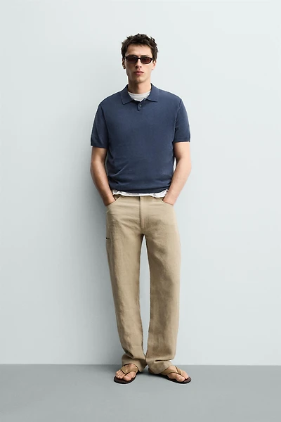 WASHED TEXTURED KNIT POLO