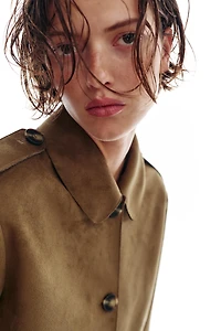 CROPPED FAUX SUEDE JACKET