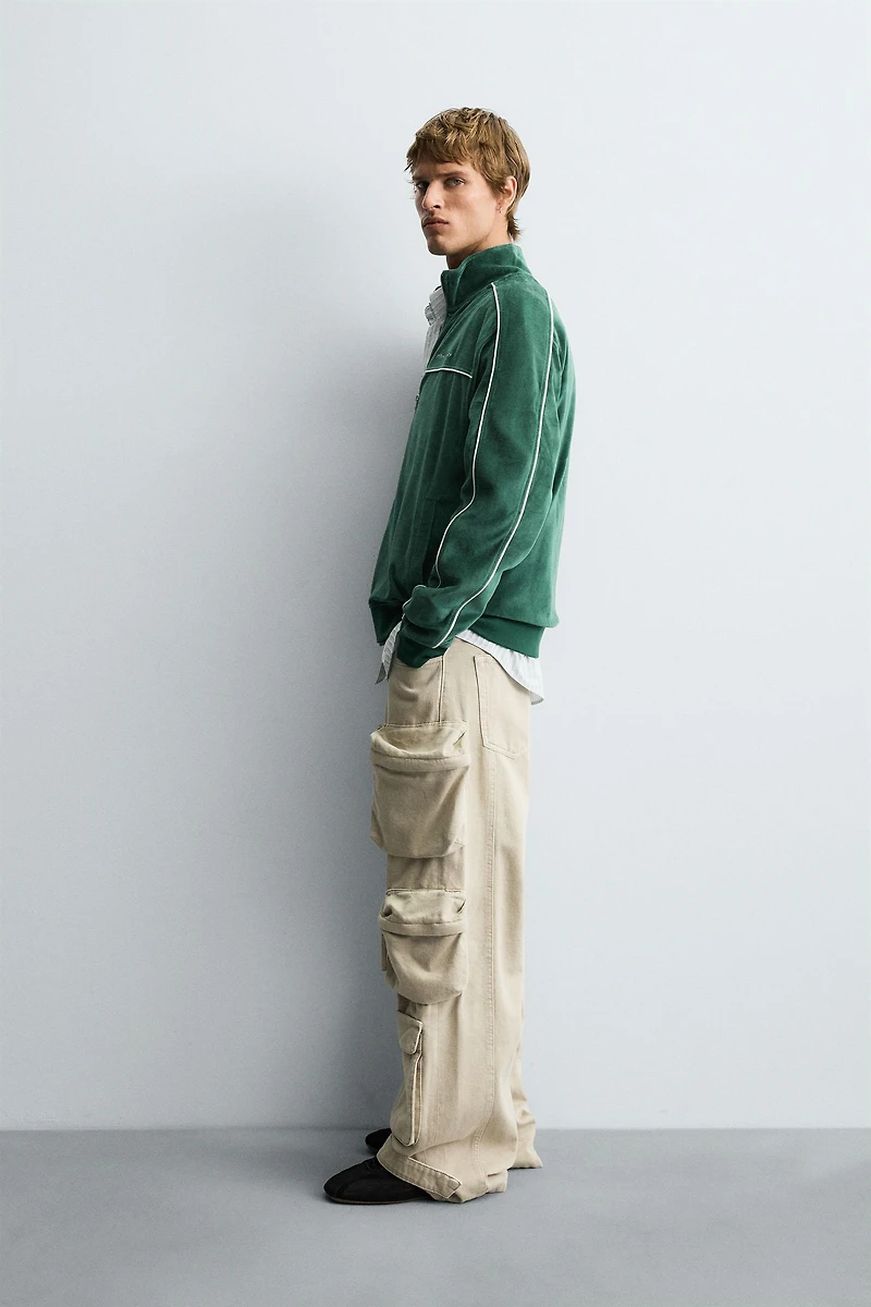 VELOUR ZIP SWEATSHIRT