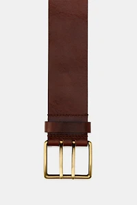 LEATHER BELT WITH SQUARE BUCKLE