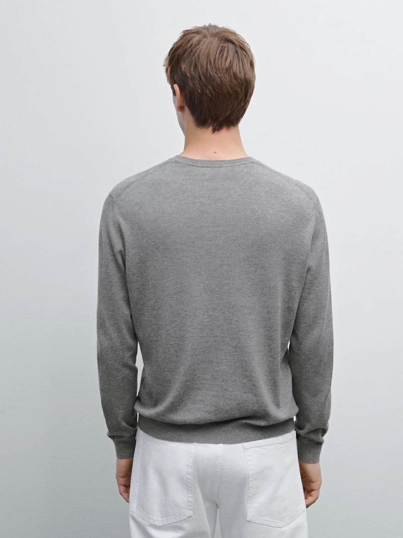 V-neck knit sweater