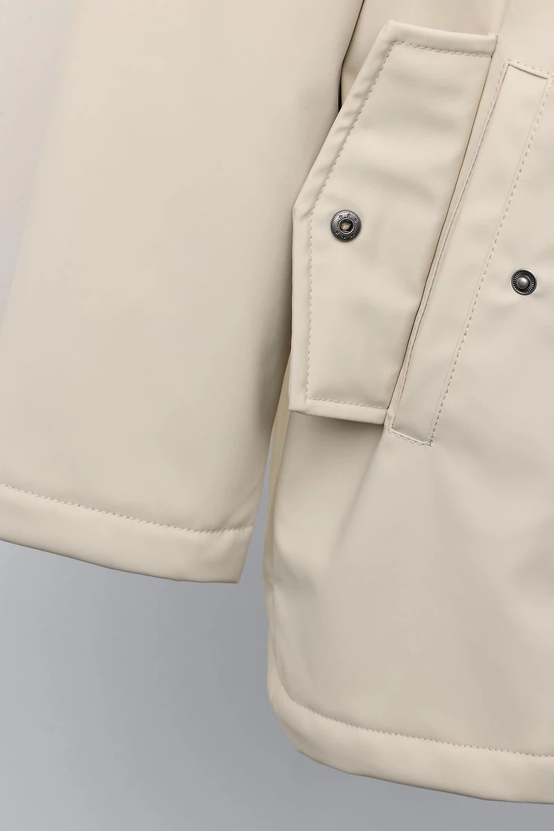 RUBBERIZED WATER RESISTANT FUR EFFECT RAINCOAT