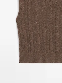 Knit wool blend V-neck vest