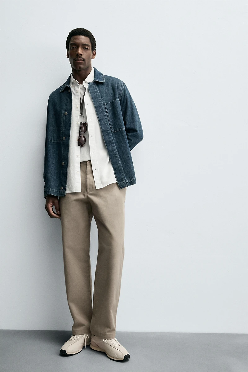 TEXTURED STRAIGHT FIT PANTS